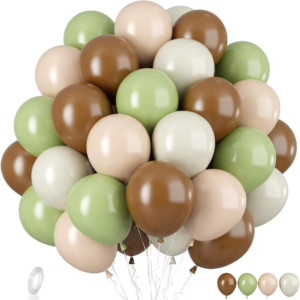 Green and Brown Balloons, 12 inch Latex Sage Green Brown Balloons