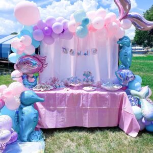 Mermaid Party Latex Balloons 12 Inch Purple Pink Blue Balloons Confetti