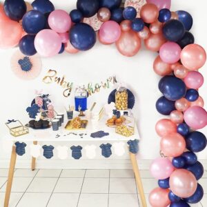 Navy Blue Pink Rose Gold Party Balloons