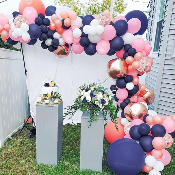 Navy Blue and Pink Rose Gold Balloons