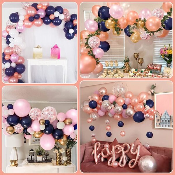 Navy Blue and Pink Rose Gold Party Balloon