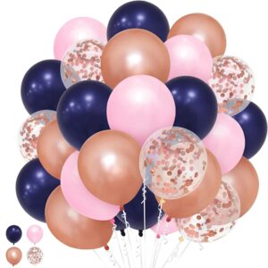 Navy Blue and Pink Rose Gold Party Balloons