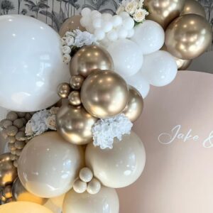 White Gold 12 inches Beige Gold Party Sand and Champagne Gold Balloons