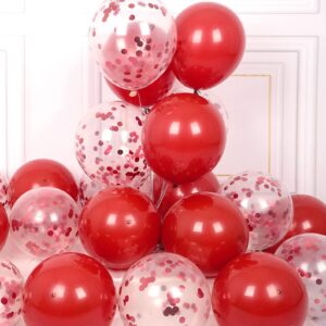 Red Confetti & Red 12 inches Party Balloons