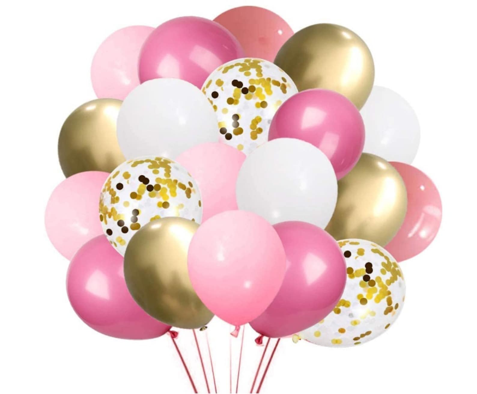 Pink, White and Gold Confetti 12 inches Party Balloons (Copy)