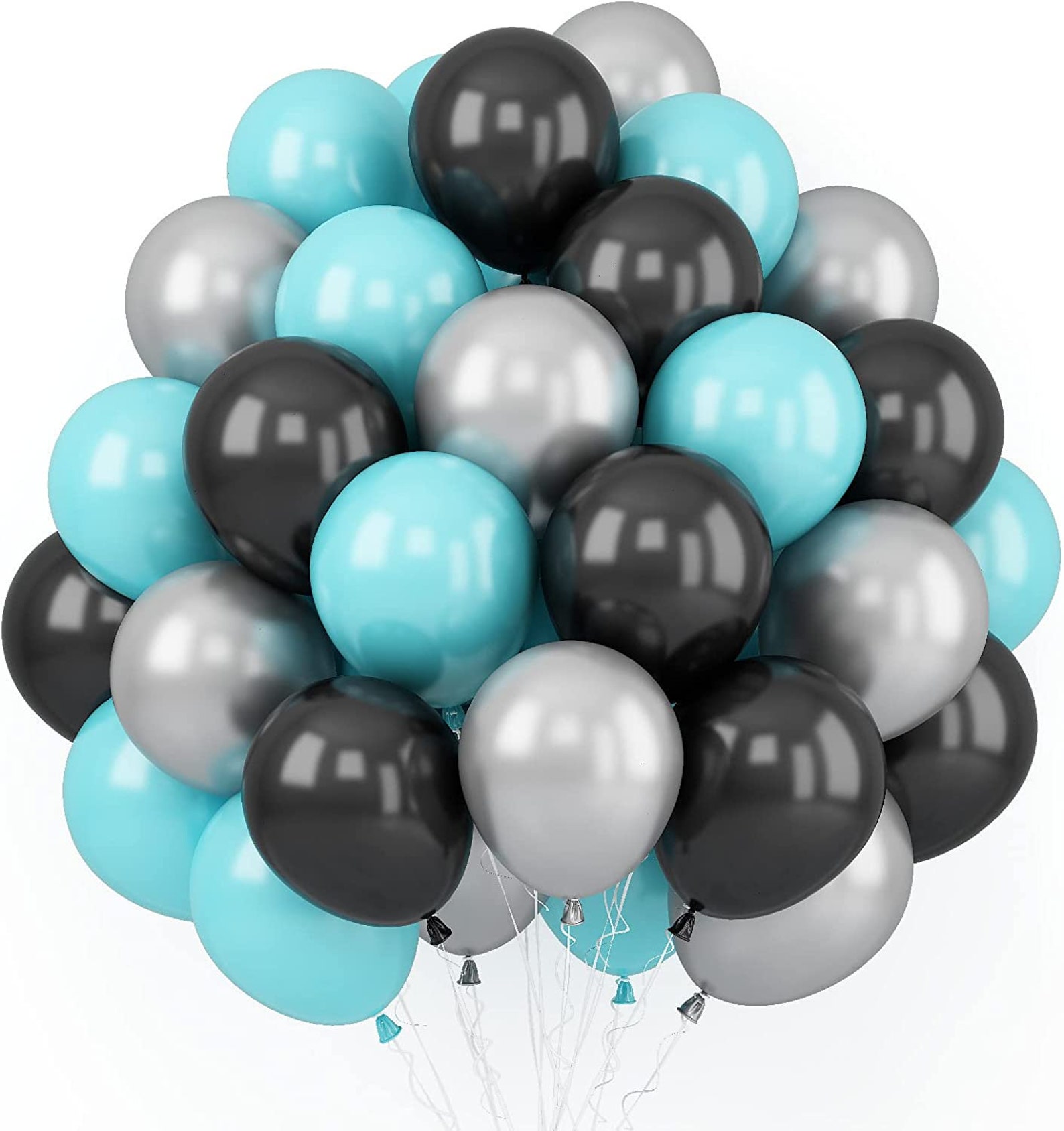 Black, Blue and Silver 12 inches Party Balloons