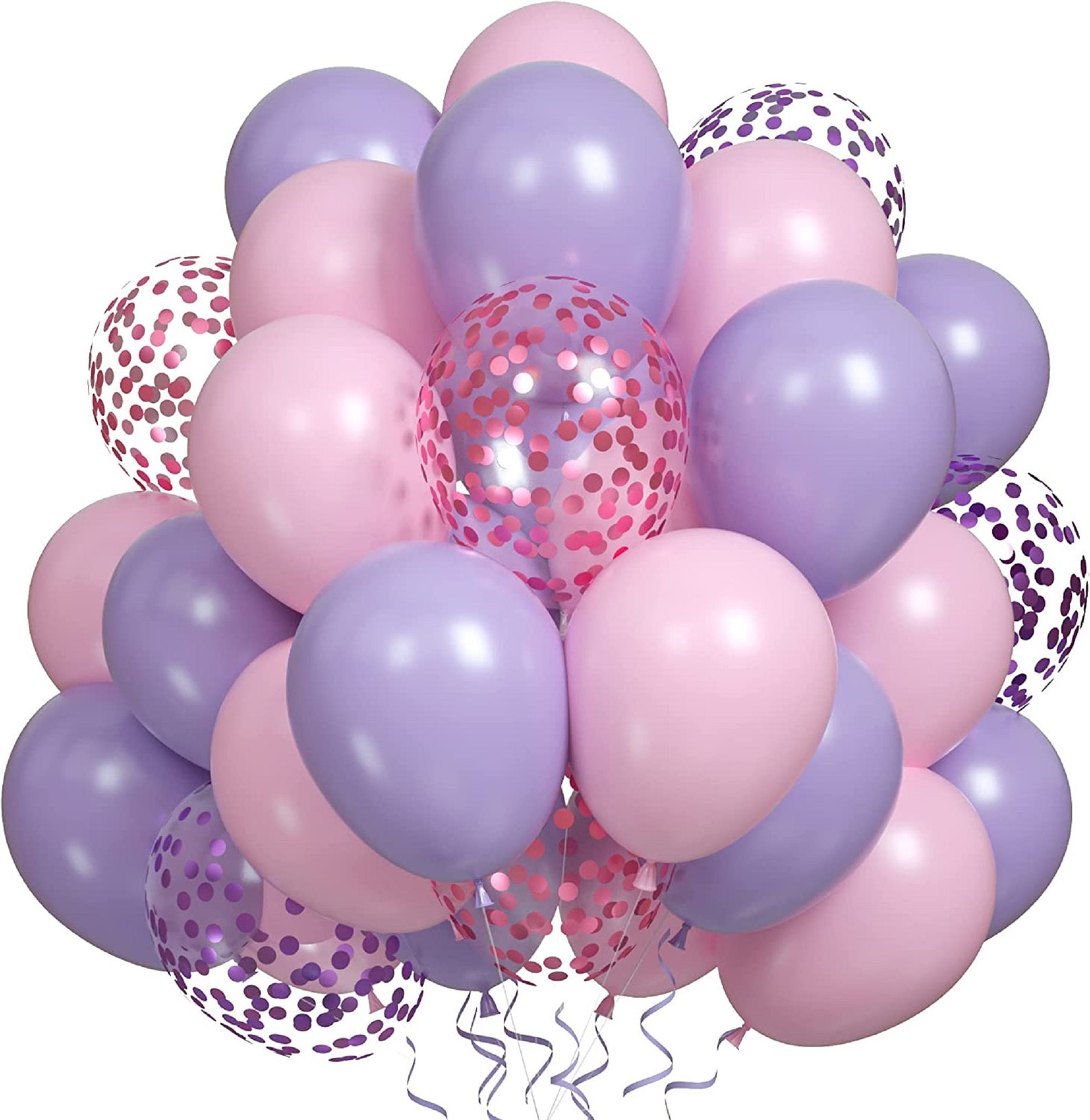 Pink and Purple Confetti 12 inches Party Balloons