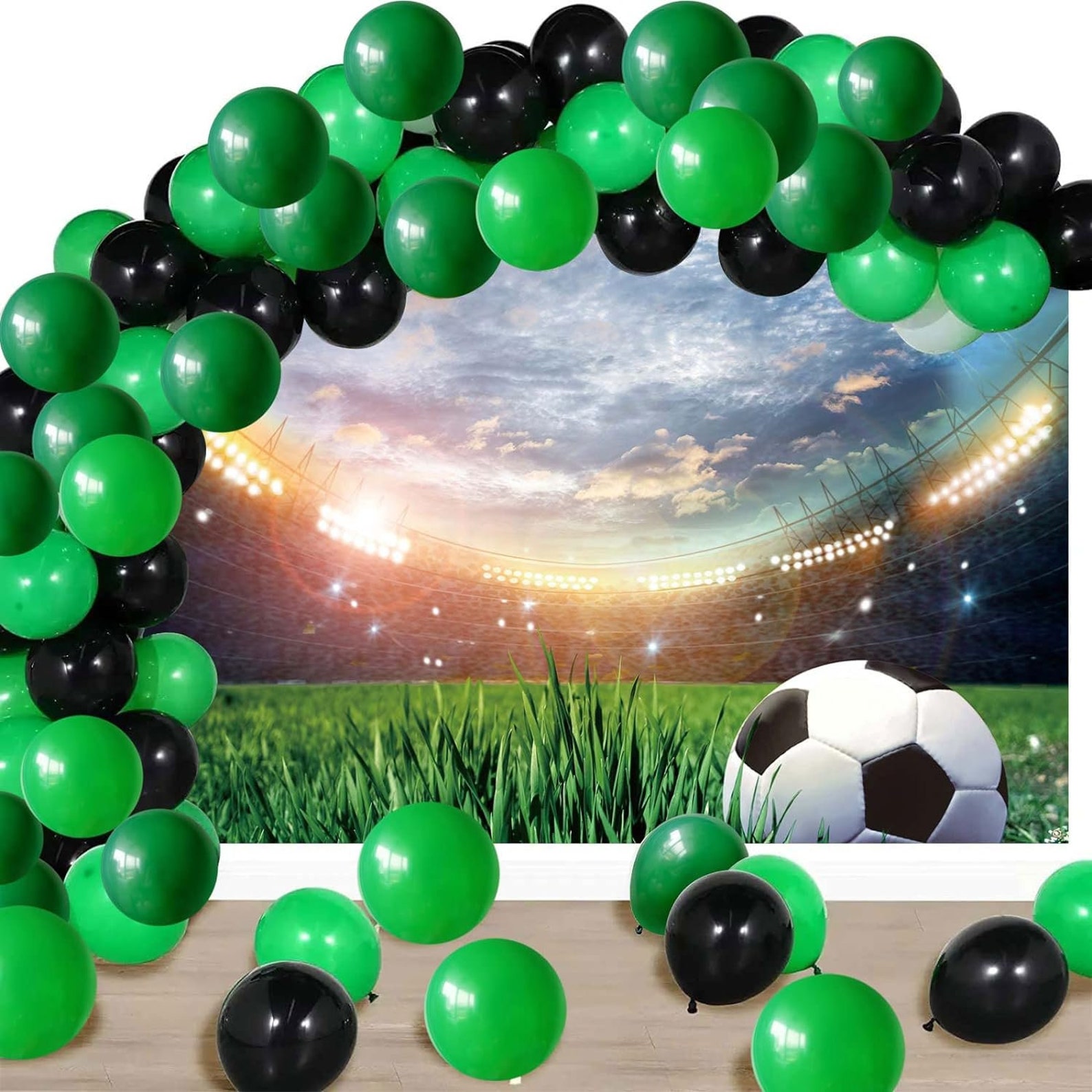 Dark Green, Light Green, Fruit Green & Black 12 inches Party Balloons - Image 4