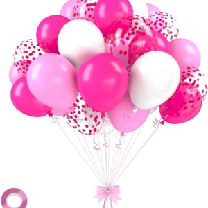 Hot Pink, White & Pink Confetti 12 inches Party Balloons