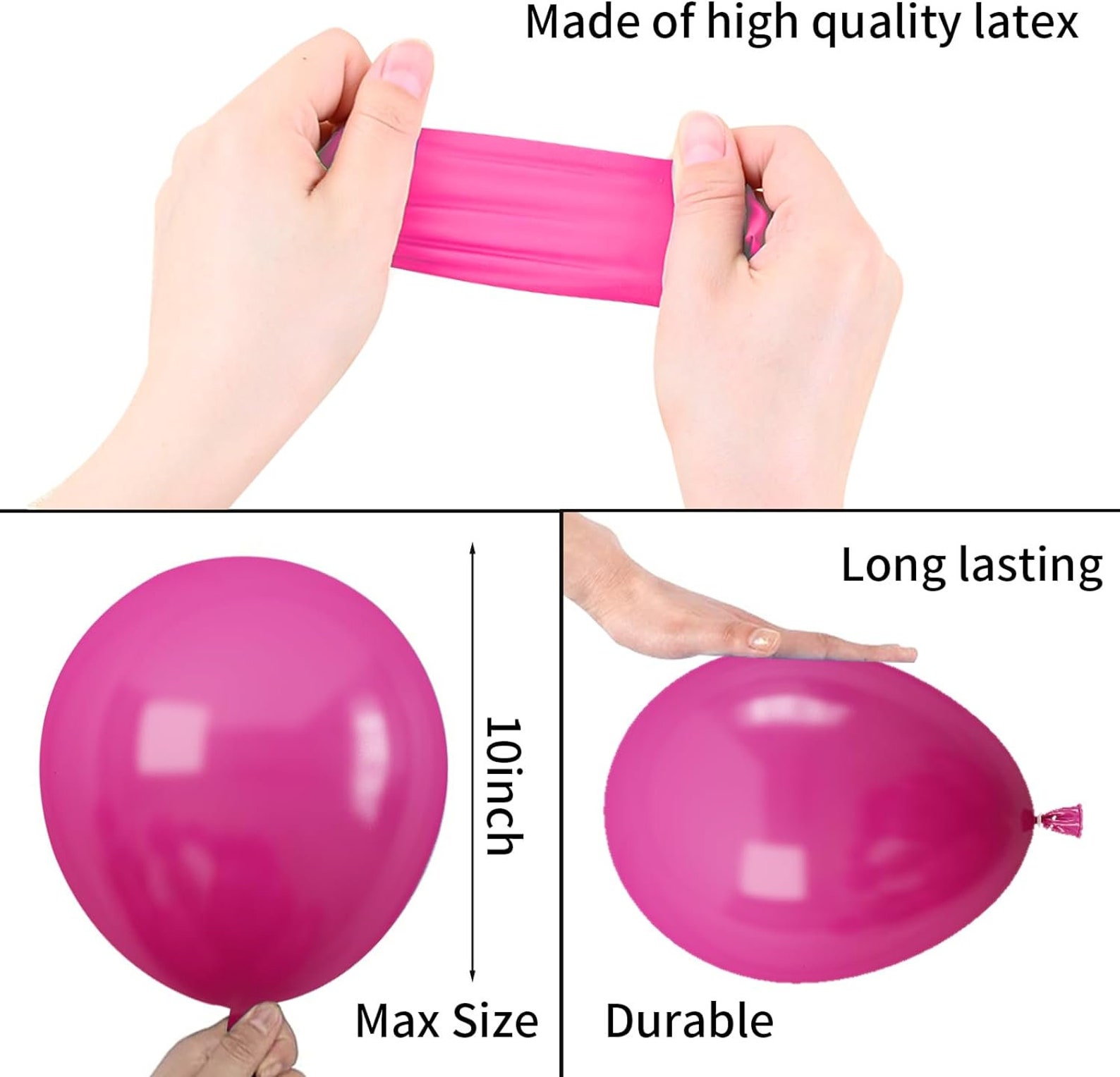 Hot Pink, White & Pink Confetti 12 inches Party Balloons - Image 4