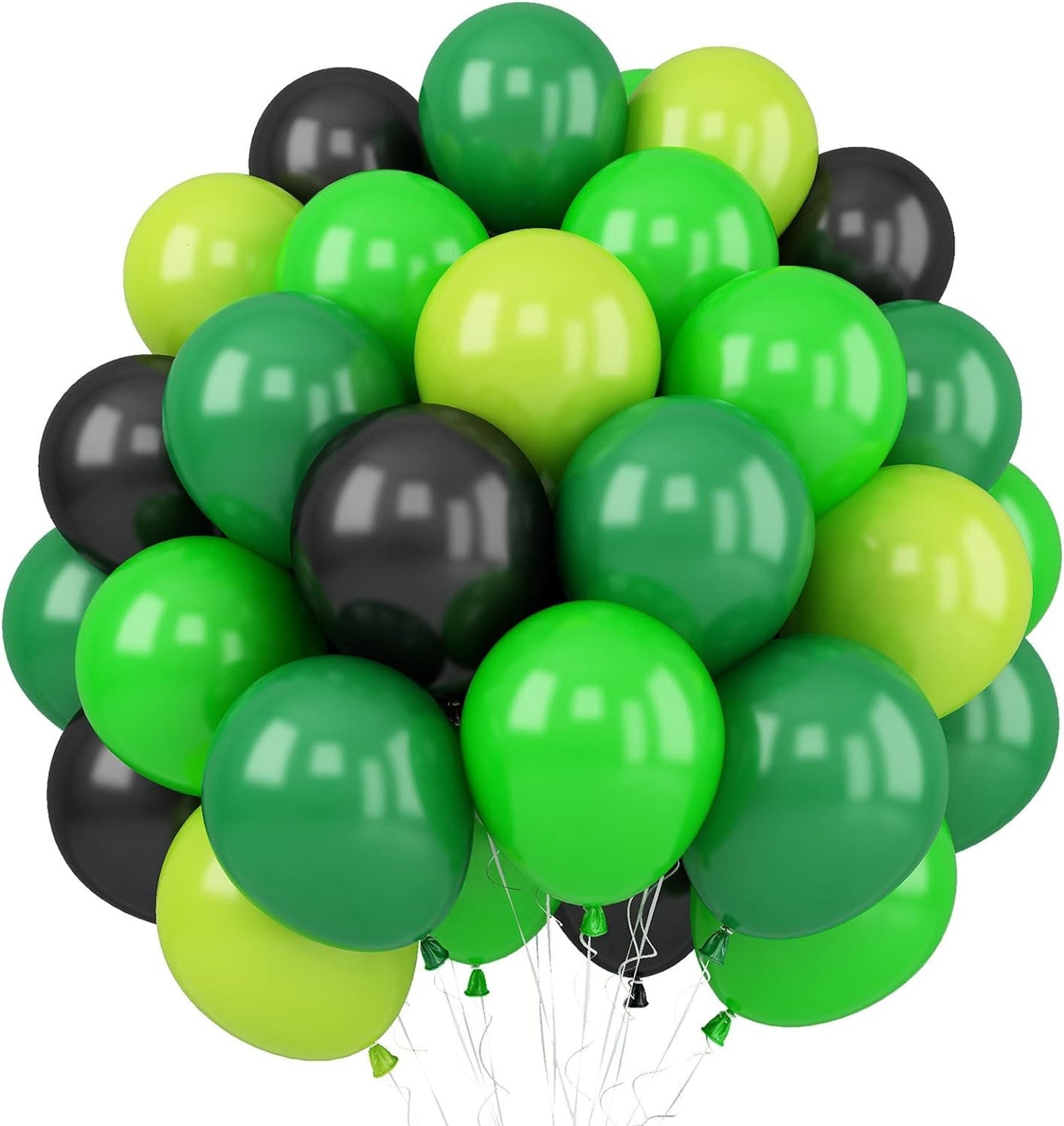 Dark Green, Light Green, Fruit Green & Black 12 inches Party Balloons