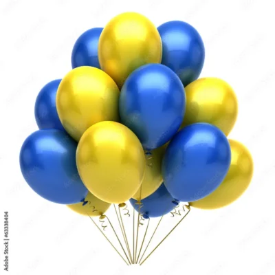 Blue and Yellow Metallic 12 inches Party Balloons