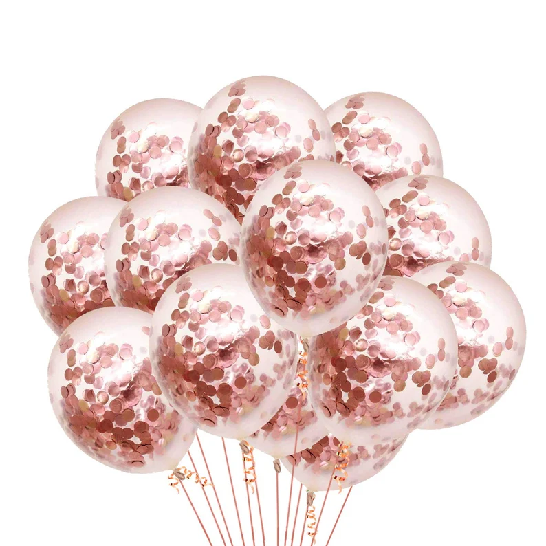 Rose Gold Confetti 12 inches Party Balloons