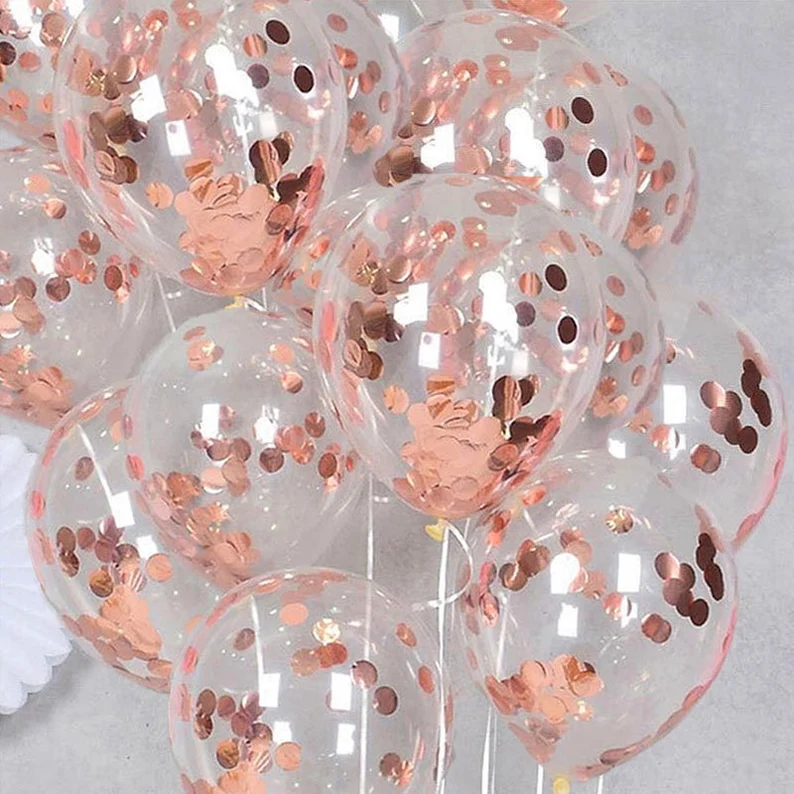 Rose Gold Confetti 12 inches Party Balloons - Image 2