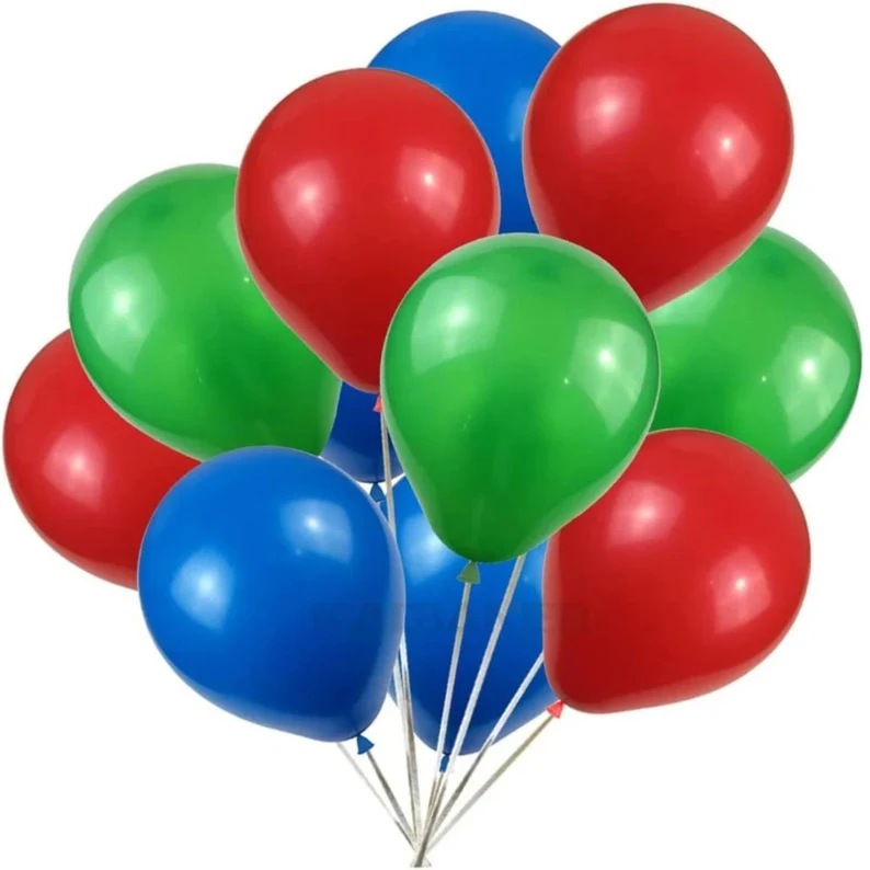Red, Green & Blue 12 inches Party Balloons