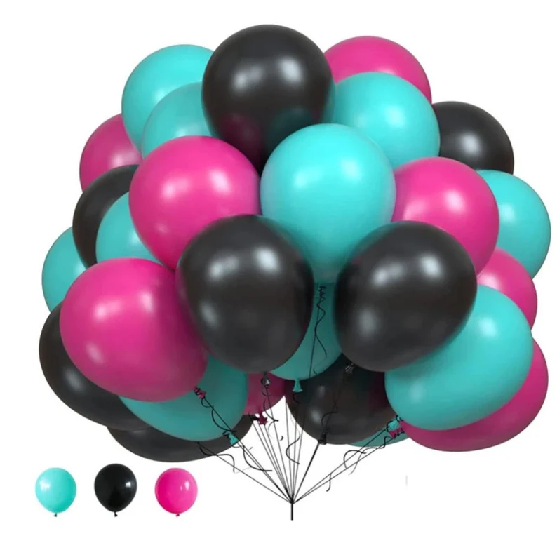 Tiffany Blue, Pink and Black 12 inches Party Balloons