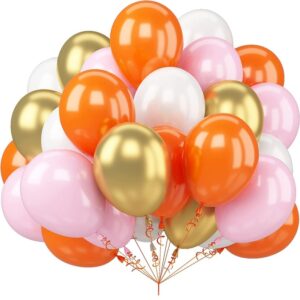 Pink Orange White and Gold 12 inches Party Balloons