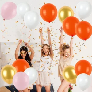 Alternative view of Pink Orange White and Gold 12 inches Party Balloons