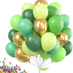 Green Gold Balloons Set - 12 Inches Metallic Dark Green Gold light green Latex for Birthday, Baby Shower by Taver