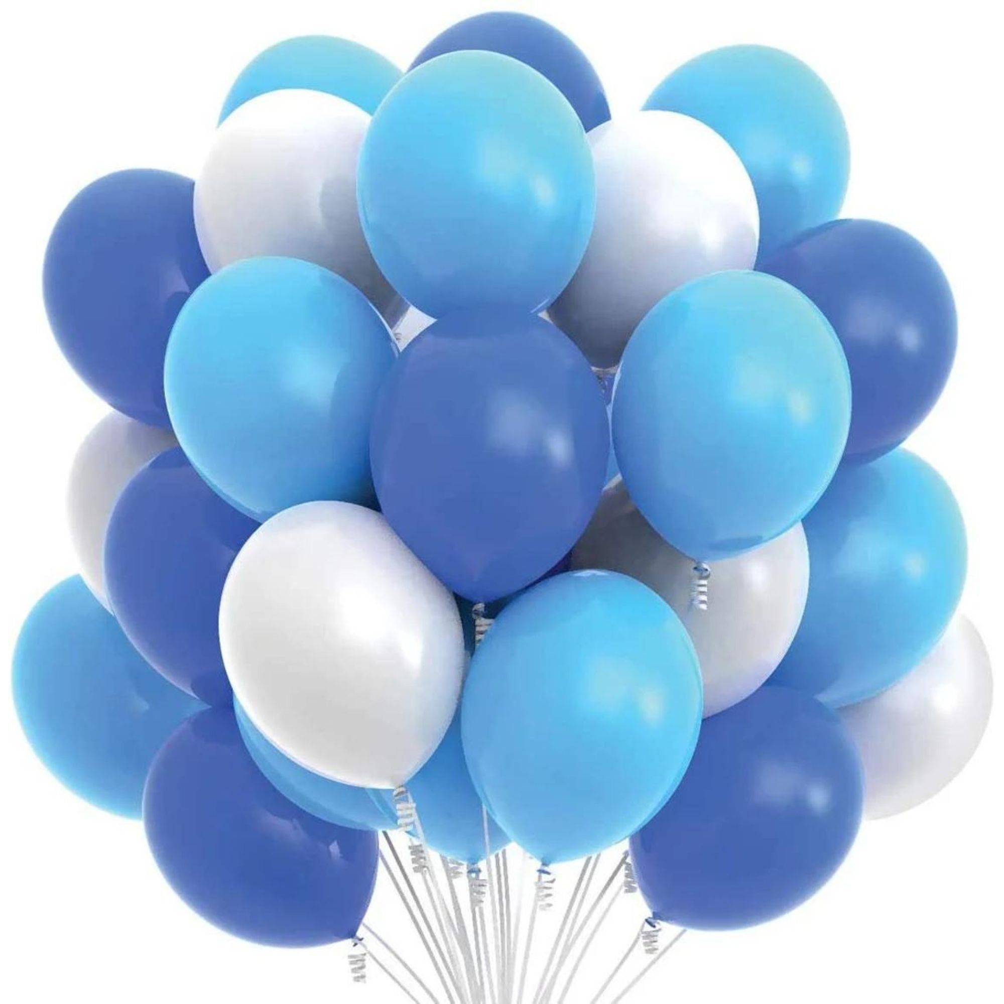 Light Blue, Dark Blue & White 12 inches Party Balloons