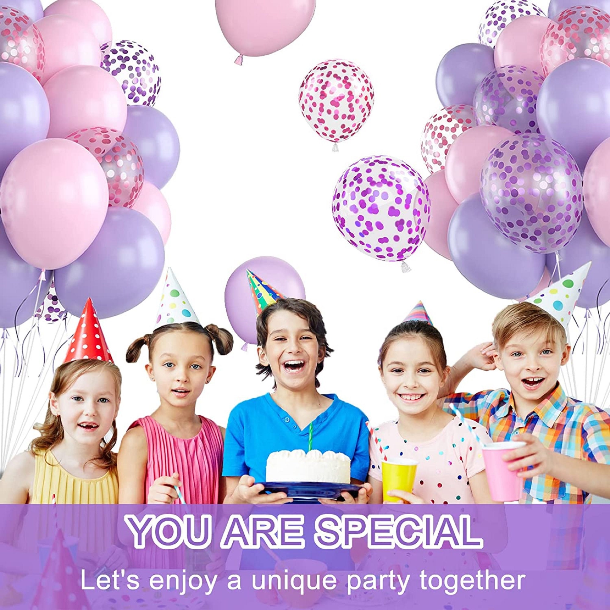 Pink and Purple Confetti 12 inches Party Balloons - Image 5