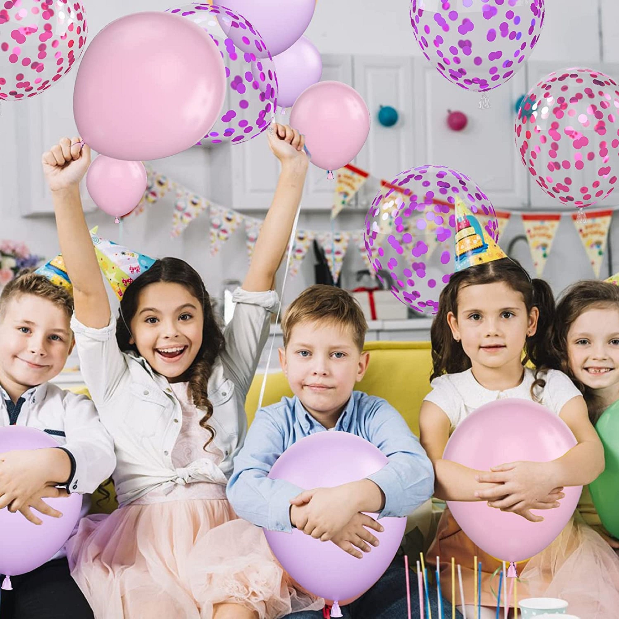 Pink and Purple Confetti 12 inches Party Balloons - Image 4