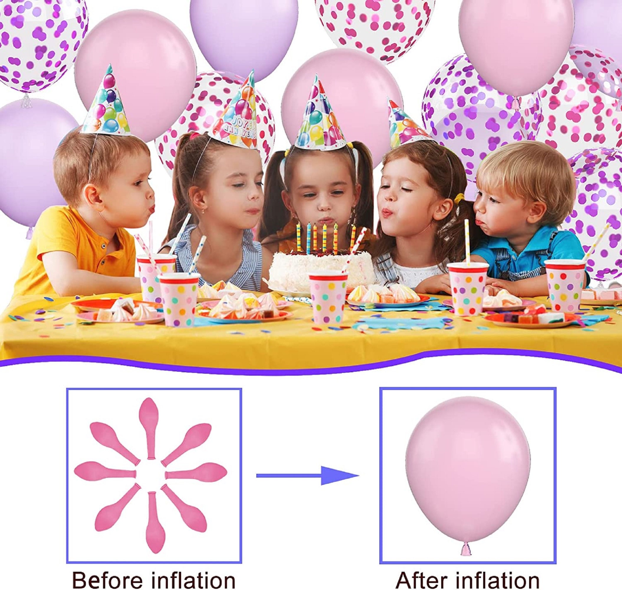 Pink and Purple Confetti 12 inches Party Balloons - Image 3