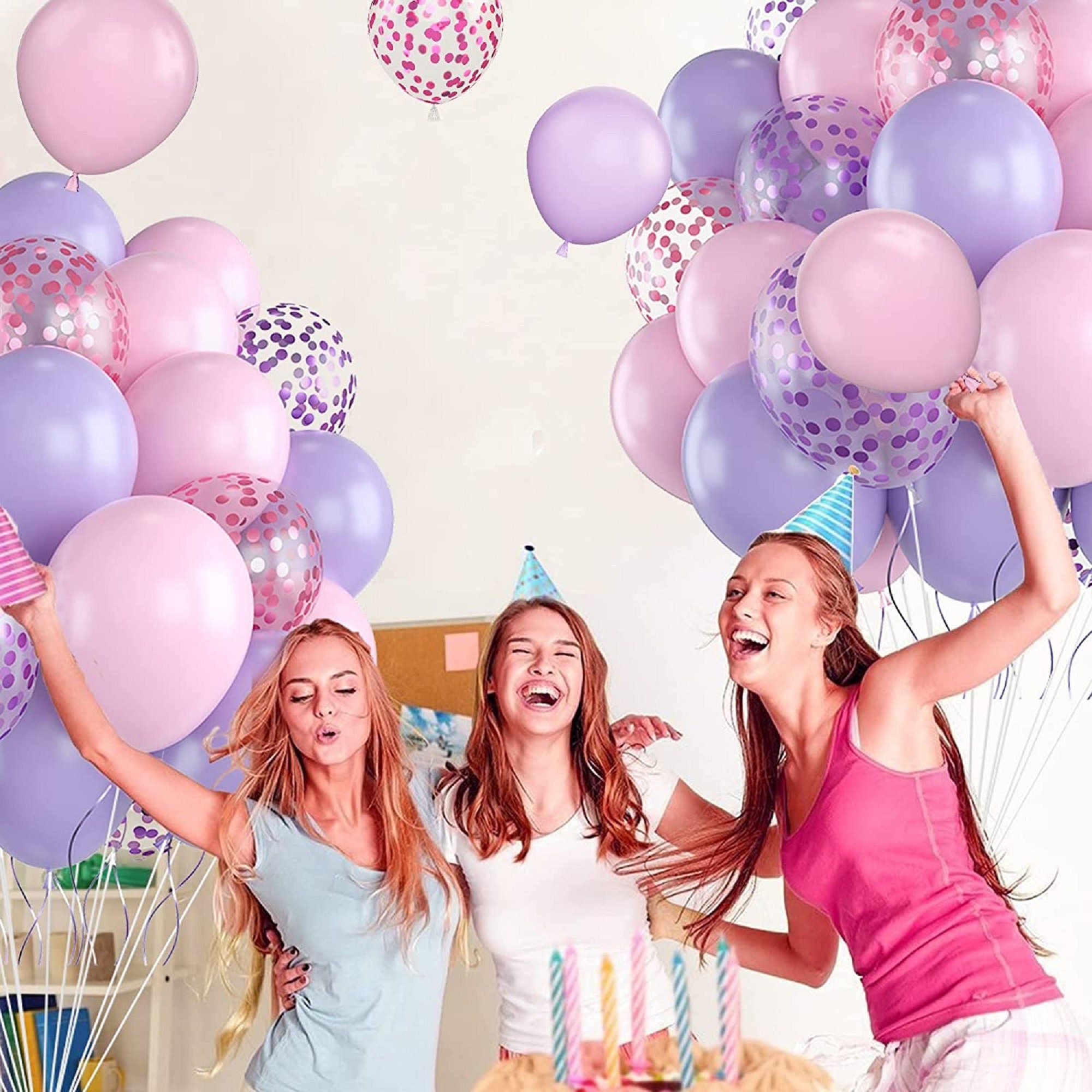 Pink and Purple Confetti 12 inches Party Balloons - Image 6