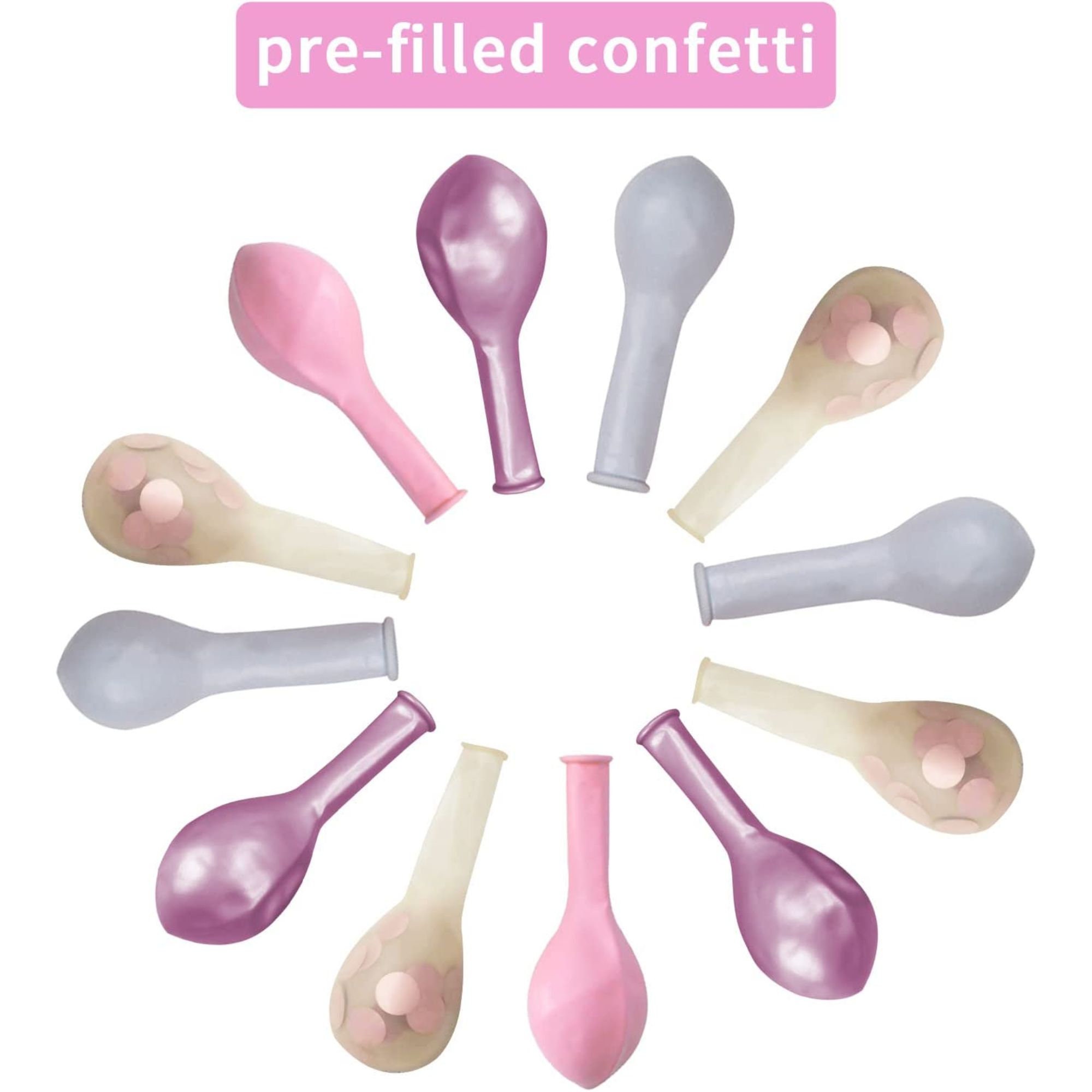 Pink, Grey, Pink Confetti 12 inches Party Balloons - Image 3