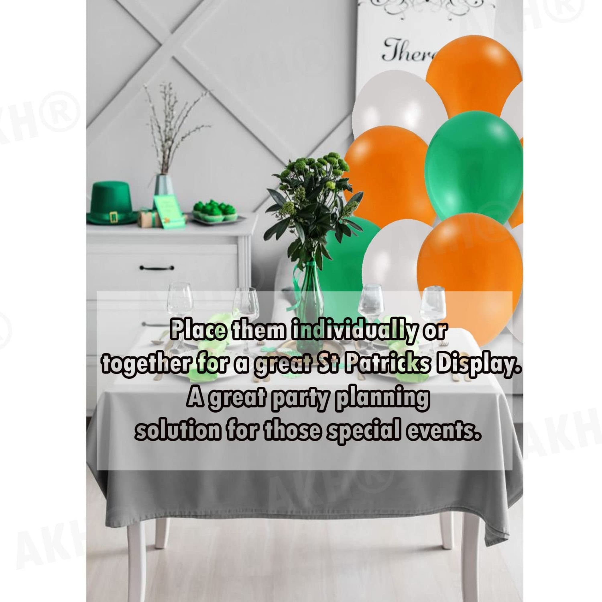 Green, White & Orange 12 inches Party Balloons - Image 4