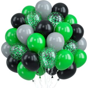 Green, Black, Grey Confetti 12 inches Party Balloons