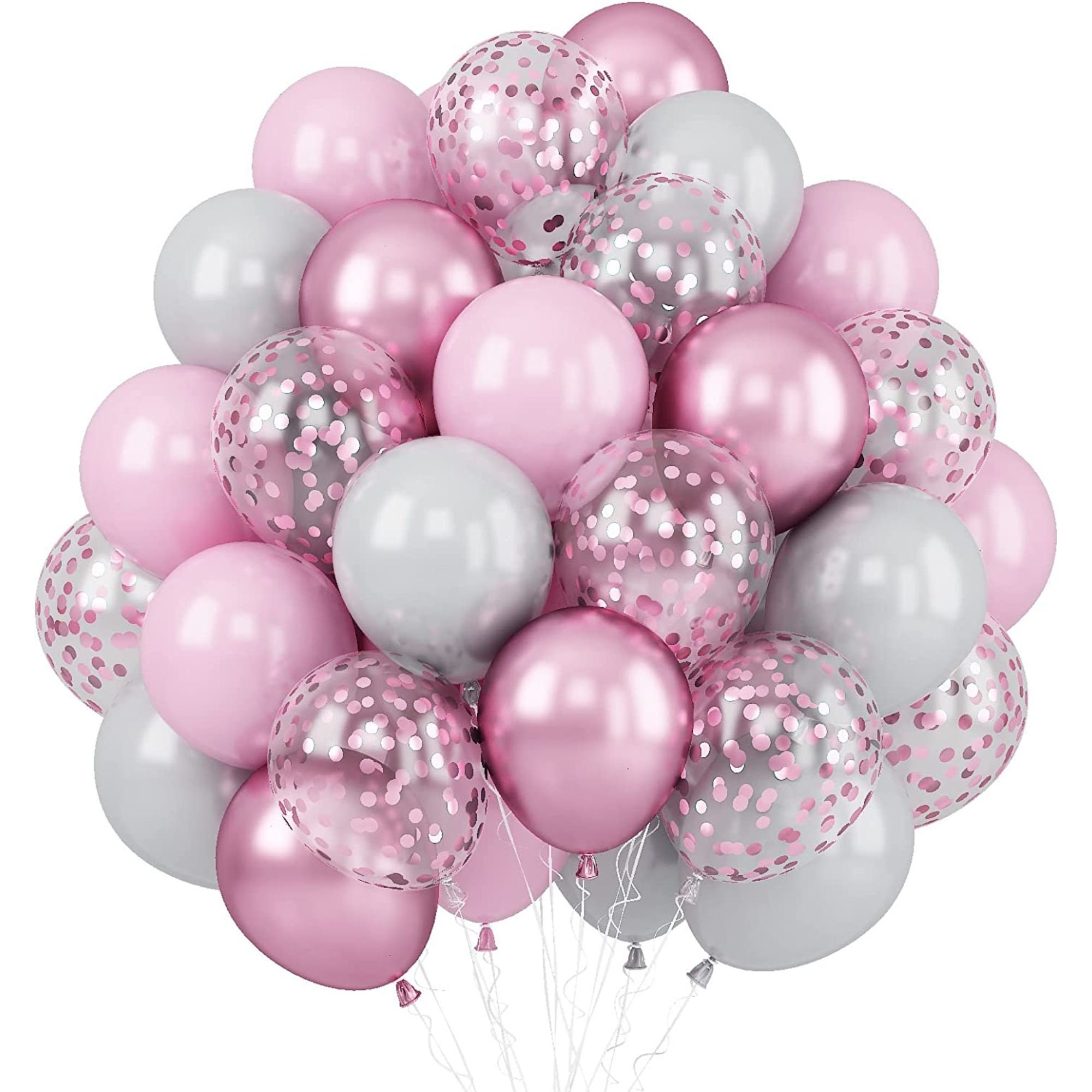 Pink, Grey, Pink Confetti 12 inches Party Balloons