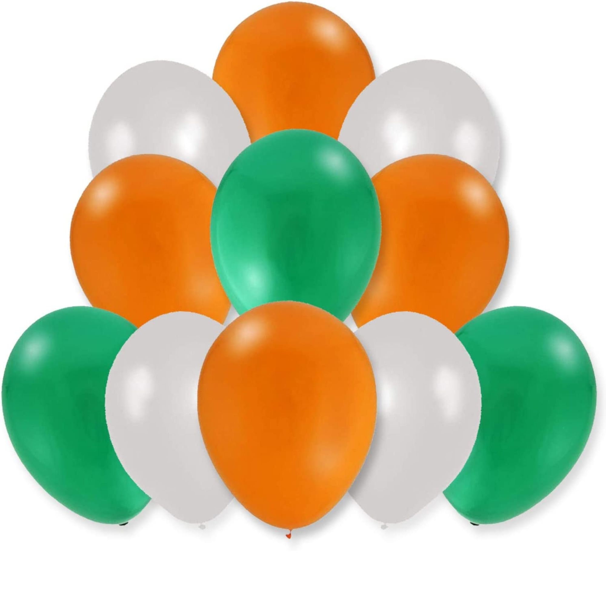 Green, White & Orange 12 inches Party Balloons