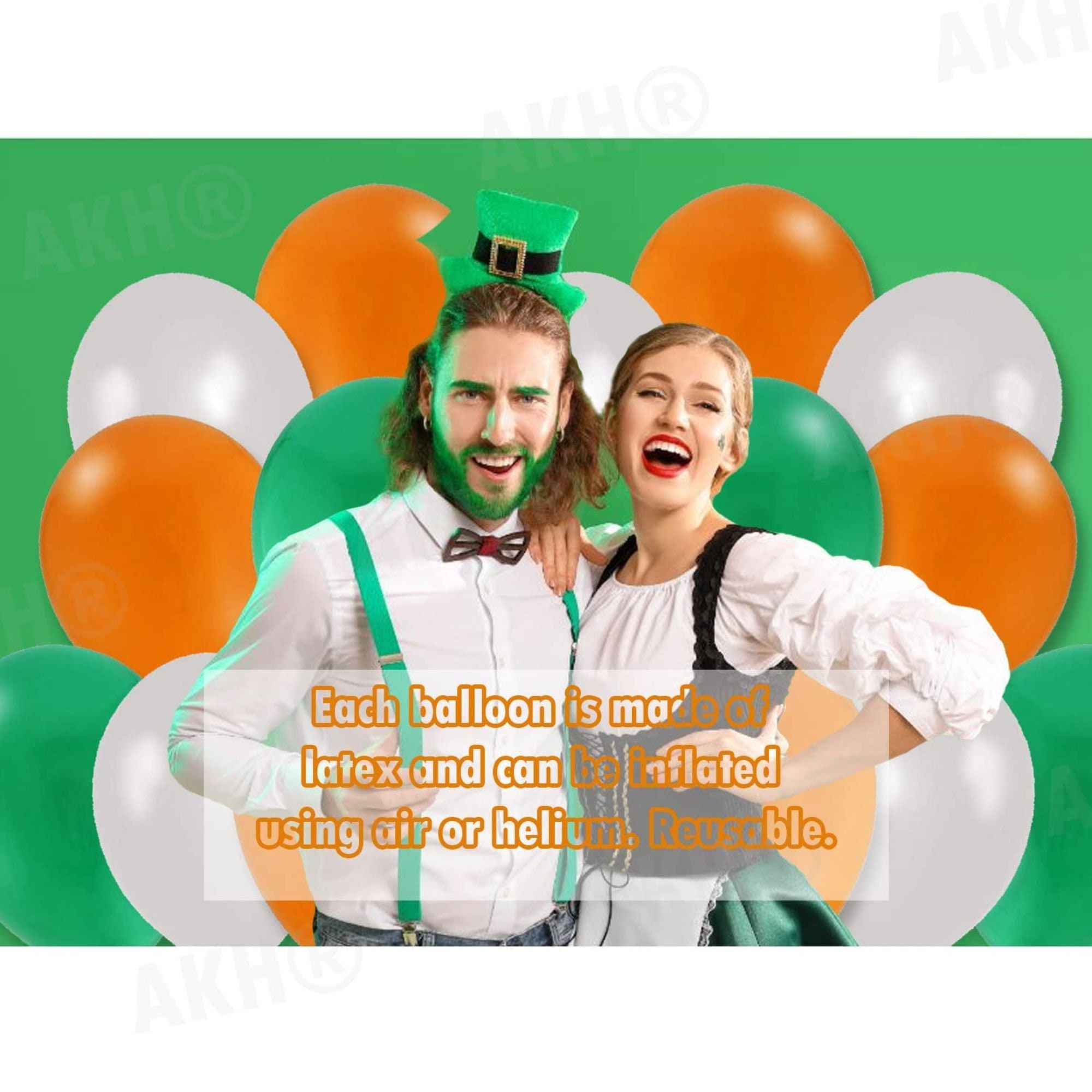 Green, White & Orange 12 inches Party Balloons - Image 3